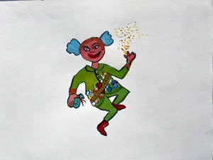 fada do sono com pó mágico a voar ilustração infantil