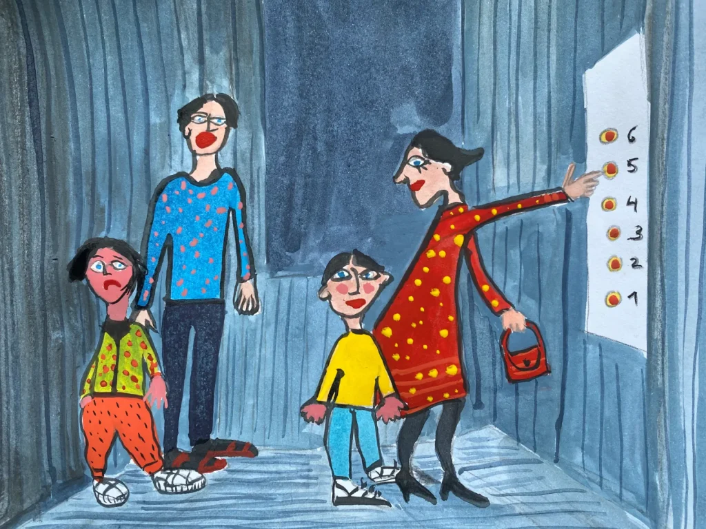 Ilustração de "Em busca do botão sagrado", Autoria de Teresa Torres