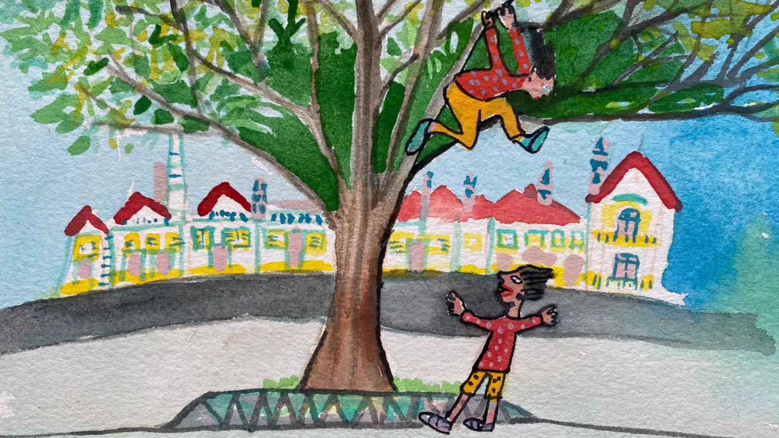 Ilustração de "A Luísa partiu uma perna", Autoria de Teresa Torres