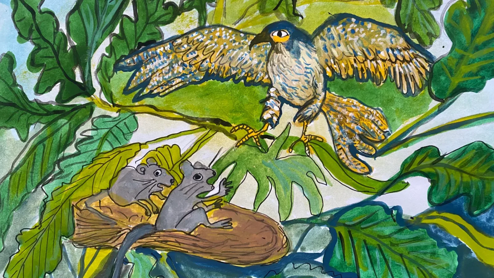 Ilustração de "A Ratinha que queria voar", Autoria de Teresa Torres