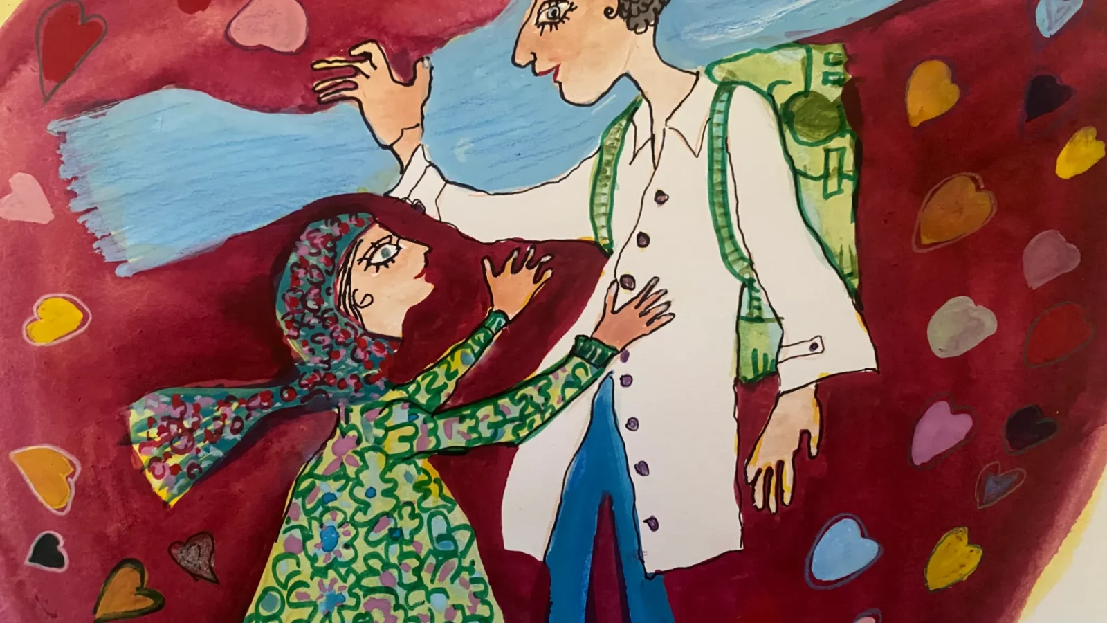 Ilustração de uma menina com um médico